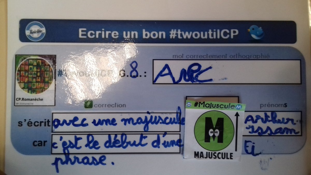 mlg_cp's tweet photo. #TwictéeXXXIII #Twoutil  @cpaecoleverte  G8  Avec s'écrit avec une majuscule  car c'est le début de la phrase. #Majuscule 
 Issam Arthur P https://t.co/NQLcfO7plz