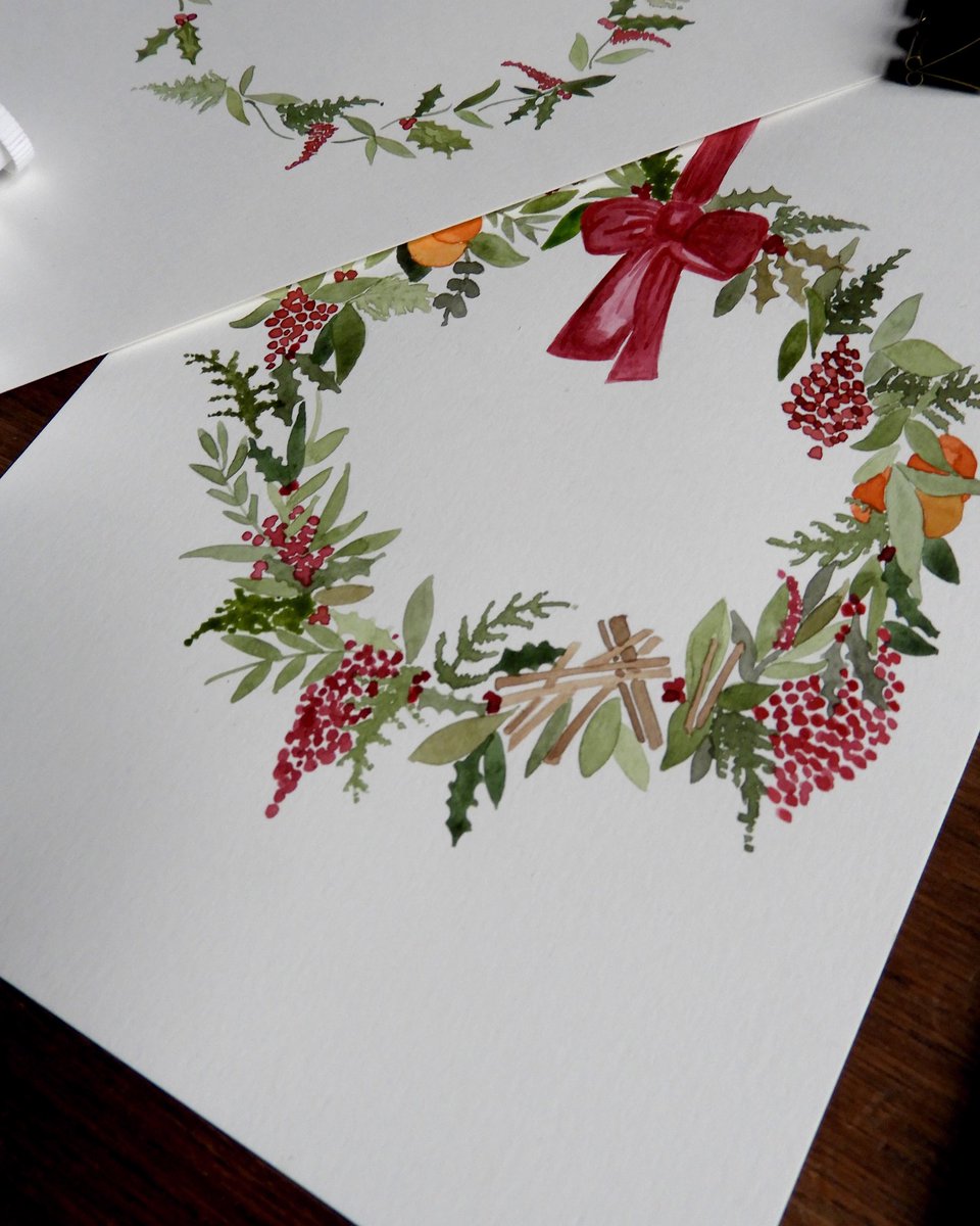 Places are available at my watercolour wreath workshop on Tuesday 4th December at The Botanist in West Bridgeford #nottinghamworkshop #watercolourworkshop #christmasinnotts #christmassorkshop