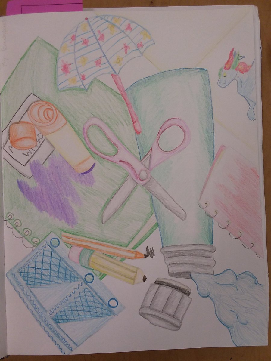 HannahLarney's tweet photo. Some awesome "what's in my bag?" sketchbook drawings from the 8th grade art 1 students! 
#arteducation #sketchbook #visualjournal https://t.co/or7pWzefCS