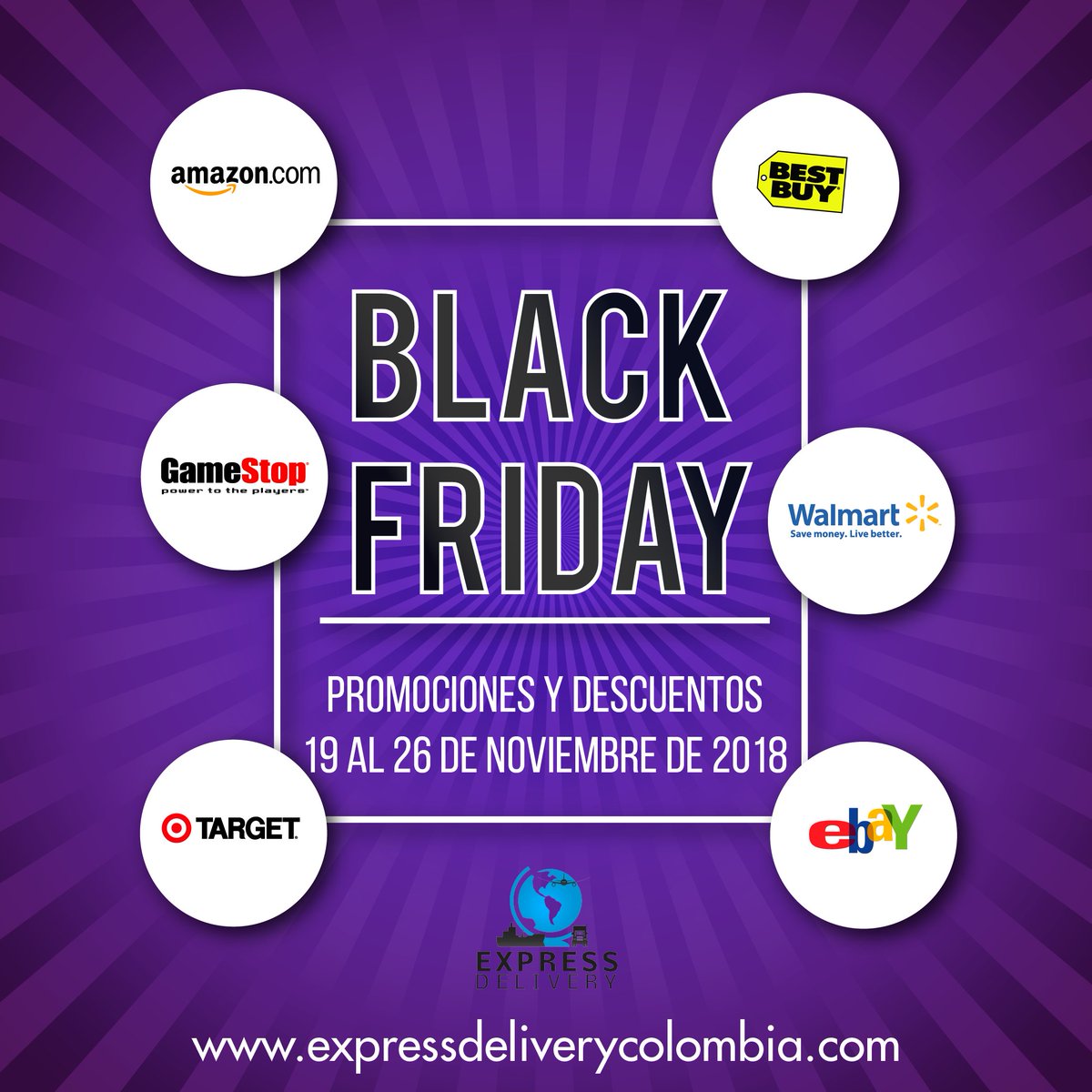 EnviosED's tweet photo. ¡YA CASI COMIENZA! Las ofertas del Black Friday (viernes negro) comenzarán el lunes 19 de Noviembre, y se extenderán hasta el lunes 26 de Noviembre (Cyber Monday). #BlackFriday #Amazon #eBay #Walmart #Target #BestBuy #GameStop #Shopping #Courier #FreightFowarder #USA #Colombia https://t.co/31pntjgBPd