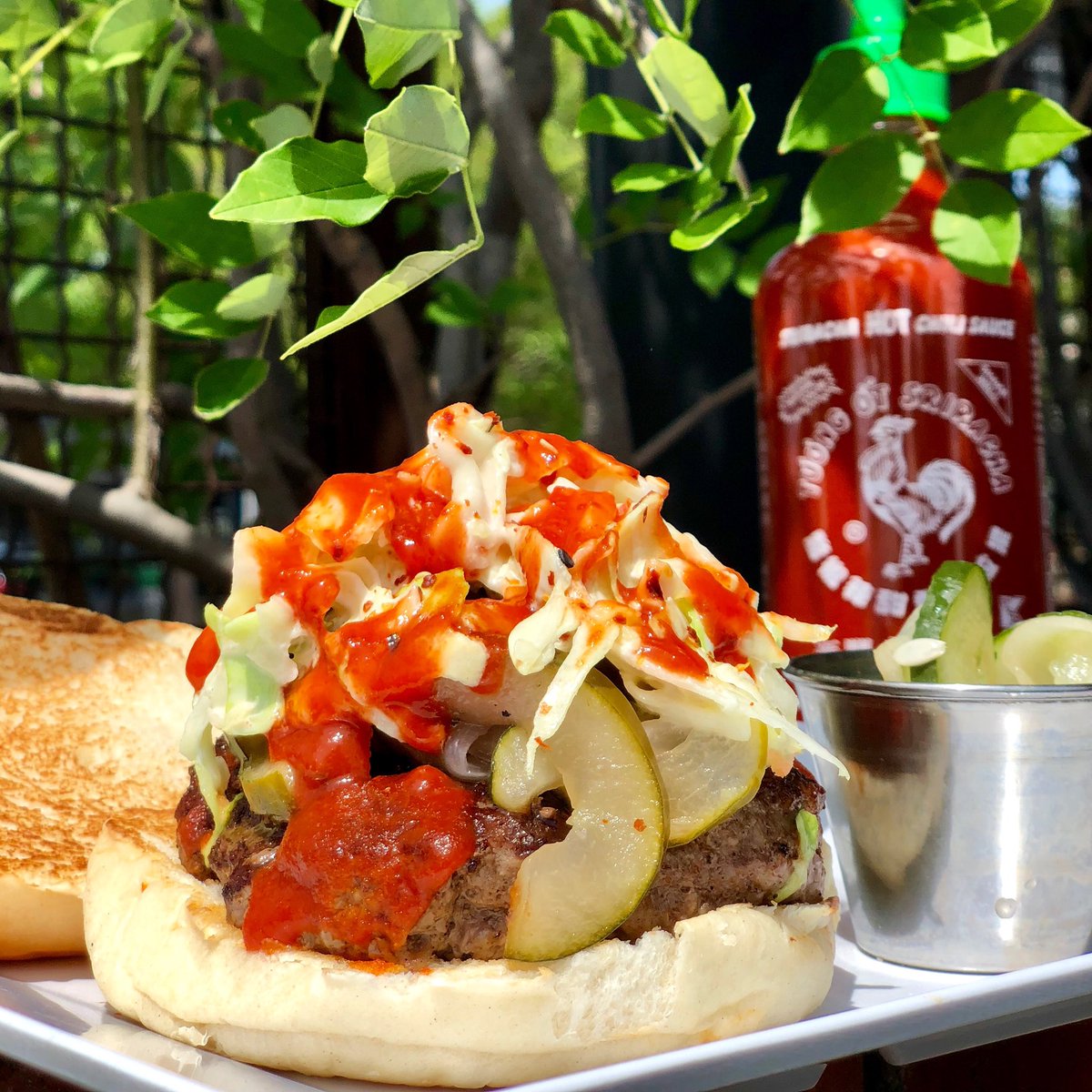 urbanstack's tweet image. Looking for dinner that hits the spot? This burger is on cue! Asian Q, that is.