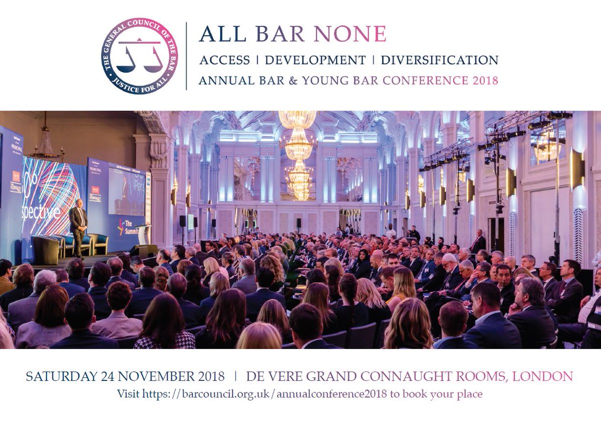 Next Saturday (24 November) the Lord Chancellor, Attorney General, Shadow Attorney General and CEO of HMCTS will all be in one place. Get the Bar's voice heard by the key decision makers #BarConf  barcouncil.org.uk/supporting-the…
