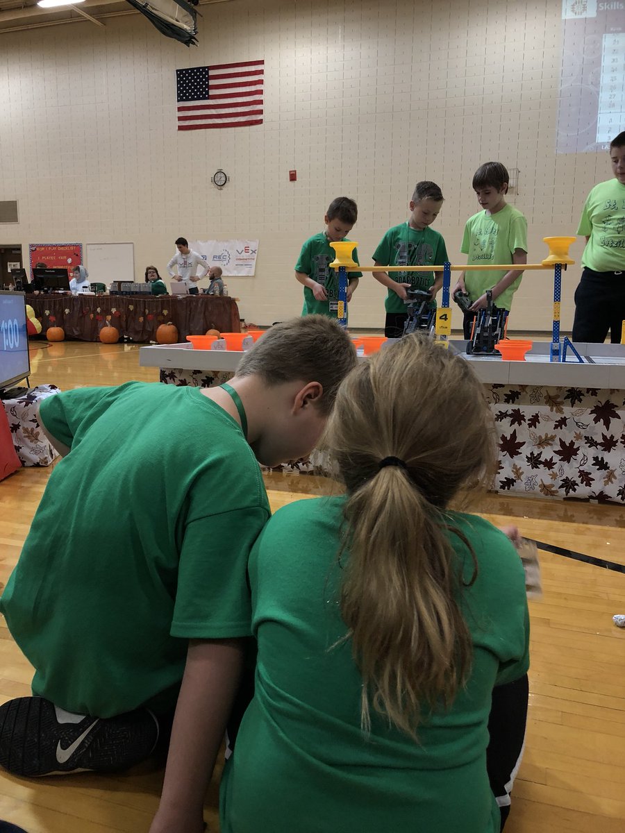 I’m lucky to be a part of hosting robotics tournaments. Today will be one to remember!Watching this girl &amp; her team compete for the first time, strategize w/ strangers, learn, &amp; most importantly have fun is what this robot thing is all about!#vexrobotics #5thplace #girlbotbuilder
