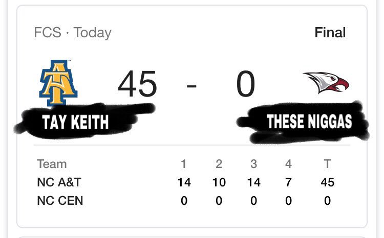 qthagoatfr's tweet photo. A TRAGEDY #NCAT #NCCU https://t.co/dPnsS33orW