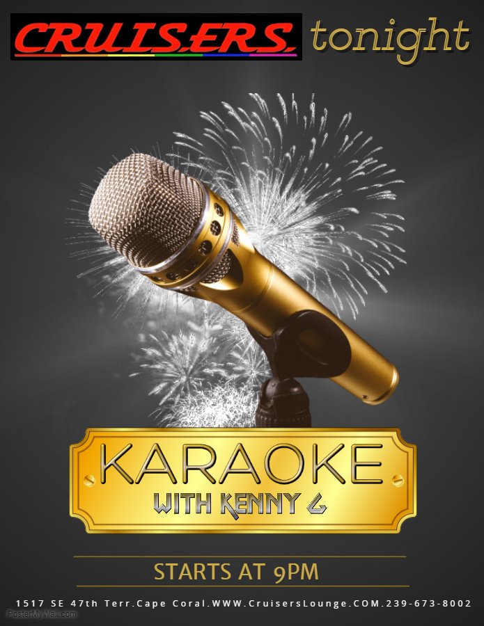 cruisersCC's tweet photo. Karaoke with Kenny G and Club Hits start at 9pm. https://t.co/OEi22C7OVr