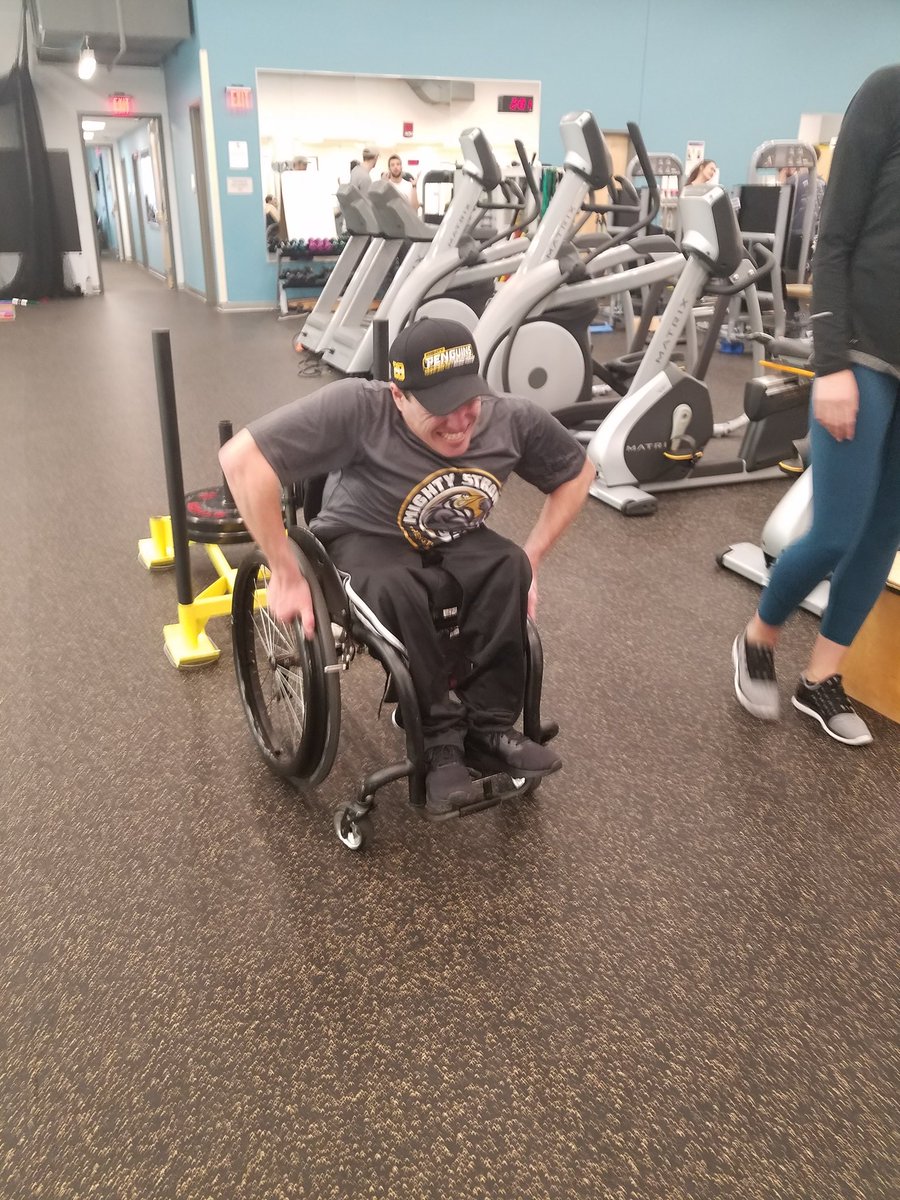 DanMcCoyFitness's tweet photo. Proud of the progress of our @MightyPenguins #MightyStrong athletes! Another successful session today! Huge thanks to our @PittPT student volunteers and residents for the continued hard work! #BreakBarriersBuildConfidence #AdaptPgh #AdaptiveSports #SledHockey #AdaptiveAthletics https://t.co/HyZLM2QowN