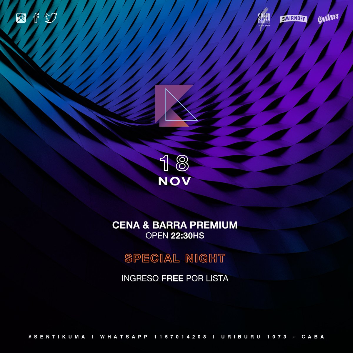 KumaRecoleta's tweet photo. #WeekendLong #DomingoKuma π°π»π― #SpecialNight
Open 22:30hs. Hace tu RSVA π½οΈ Cena & Barra Premium πΉπΊπ₯ #SentiKuma
Ingreso FREE por lista de invitados, inbox/wspp
Ingreso General hasta las 4hs
π + info wspp 1157014208
Uriburu 1073 - CABA - #Recoleta https://t.co/4LARBspZQN