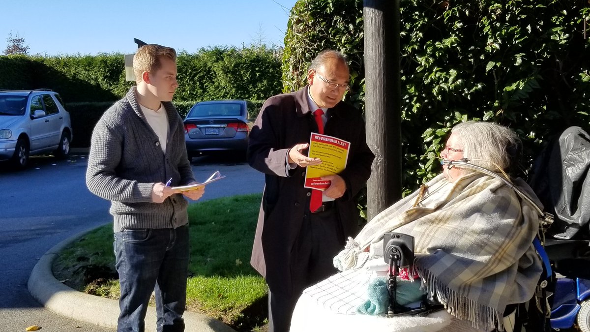 John_Yap's tweet photo. It was wonderful door knocking with amazing volunteers in support of #FPTP #RichmondBC #Steveston We had many great conversations with constituents @ their doorsteps and we encouraged everyone to vote #KeepFirstPastThePost #OneAndDone #NoBCProRep #SaveOurDemocracy #SayNotoPropRep https://t.co/eG9cOS1Bxw