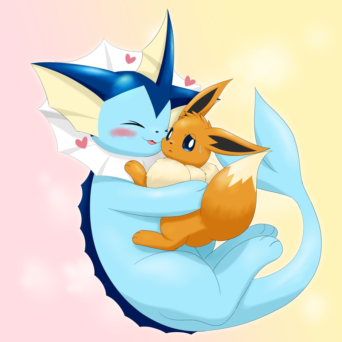 キジバト こみっそん シャワーズの表情がものすごく可愛いです