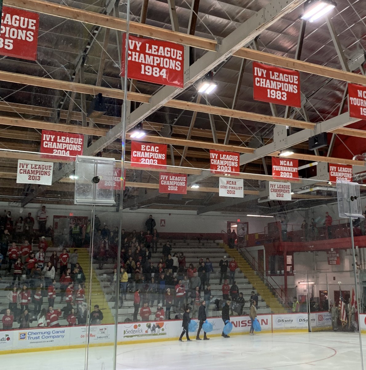 debinithaca's tweet photo. @BigRedPepBand We are really missing you in #lynahrink The techno-pop welcome music was surreal and out of place in these hallowed halls. (Although not gonna lie the guy who sang the #anthems was 🔥🔥🔥) Hope you had fun in NYC! Hurry back! #LGR @CornellSports https://t.co/vX9ERIQAiI