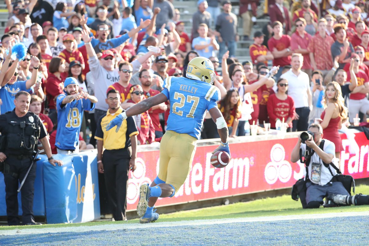 UCLAFootball's tweet photo. Joshua Kelley with the third-most rushing yards in a single game in UCLA history. 

40 carries, 289 yards, 2 TDs, 1 W. 

#GoBruins https://t.co/wNzOqehnkn