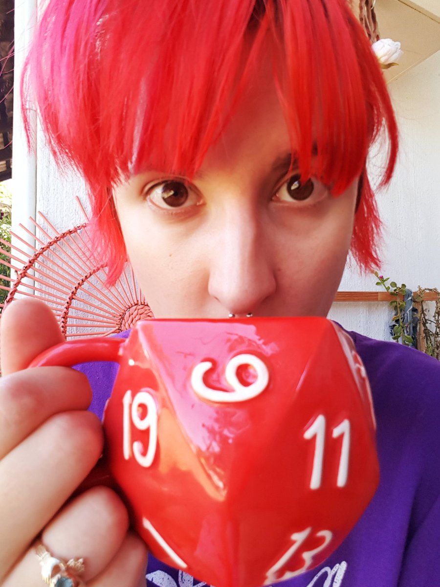 LavenderQuinn's tweet photo. Life goals achieved. 
Hair, mug, tattoo.
DnD critter for always. 
#alwaysanerd #DnD #critter #CriticalRole https://t.co/t5wNwoPqos