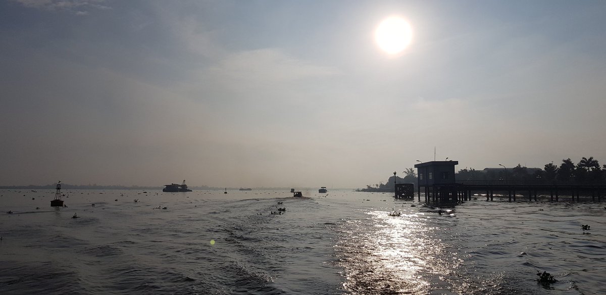 GeomorphicJosh's tweet photo. Here we go! 5 hours to sample our sections on the rising tide. Can we do it? #TeamADCP fuelling up for a tough morning in the sun #Rameses #Mekong https://t.co/XSSZ5nG8by