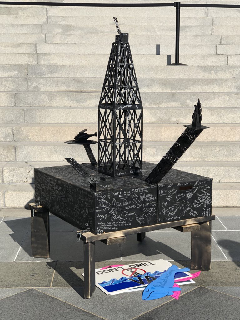 WJCCIndivisible's tweet photo. No Offshore Drilling Protest in Richmond today. Beautiful weather. Let’s do our part to keep it that way by protecting our environment #SurfRider #Oceana #SierraClub #DivestRVA #MothersOutFrontRichmond #EnvironmentVirginia #IndivisibleVirginia #VirginiaLeagueofConserationVoters https://t.co/VI4jGcKLiV