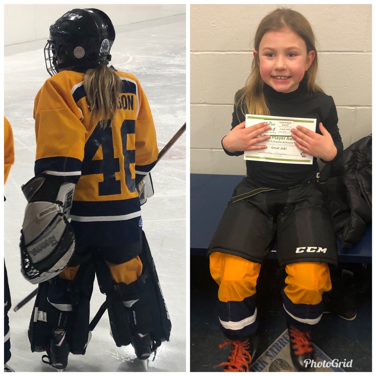 kim_ezzy16's tweet photo. Well this just happened ! Kennedy says she now wants to be a professional goalie ! Lots of great saves in her debut in net! She loved it ! π€π»β€οΈπ#HMTeamPlayer @AaltosCanadInns @WHLOfficial @hockeymanitoba @wick_22 Player of the Game! https://t.co/KcUhxPbikn