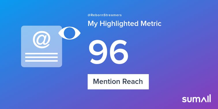 RebornStreamers's tweet photo. My week on Twitter 🎉: 1 Mention, 96 Mention Reach, 2 Likes. See yours with https://t.co/Iz3sSAFBMV https://t.co/BRFwVh4ruj