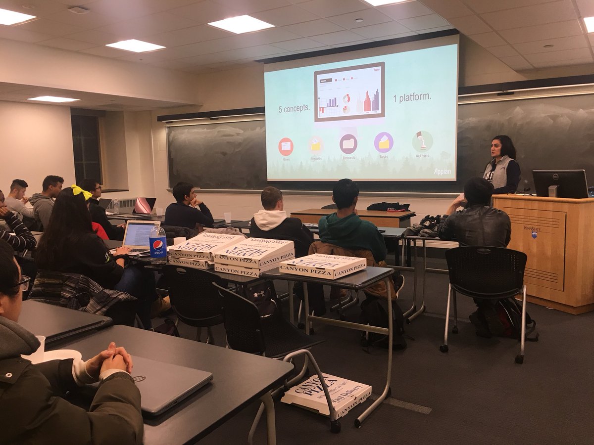 PennStateACM's tweet photo. Thank you @Appian for talking about the opportunities you have to offer to our ACM members! We loved the talk and hope to have you back again soon! https://t.co/9oxvxBDFMs