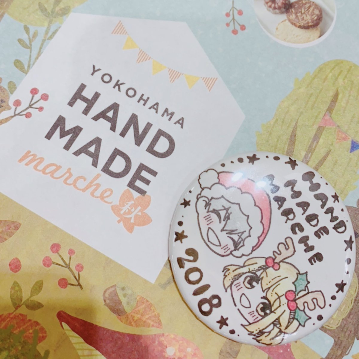 ヨコハマハンドメイドマルシェで缶バッジ作ってきた🎄 