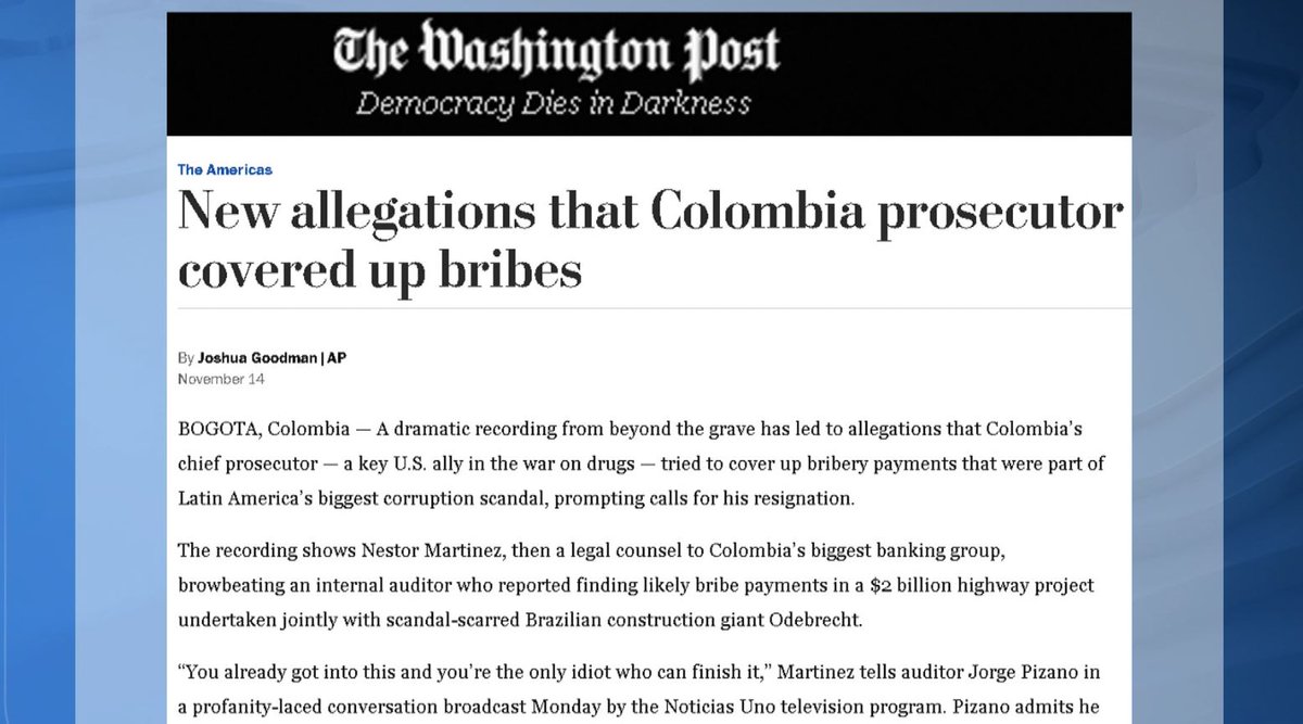 #NoticiasUno| La prensa norteamericana y la inglesa han interpretado que Néstor Humberto Martínez encubrió los sobornos de Odebrecht en Colombia
bit.ly/2FvqPKt