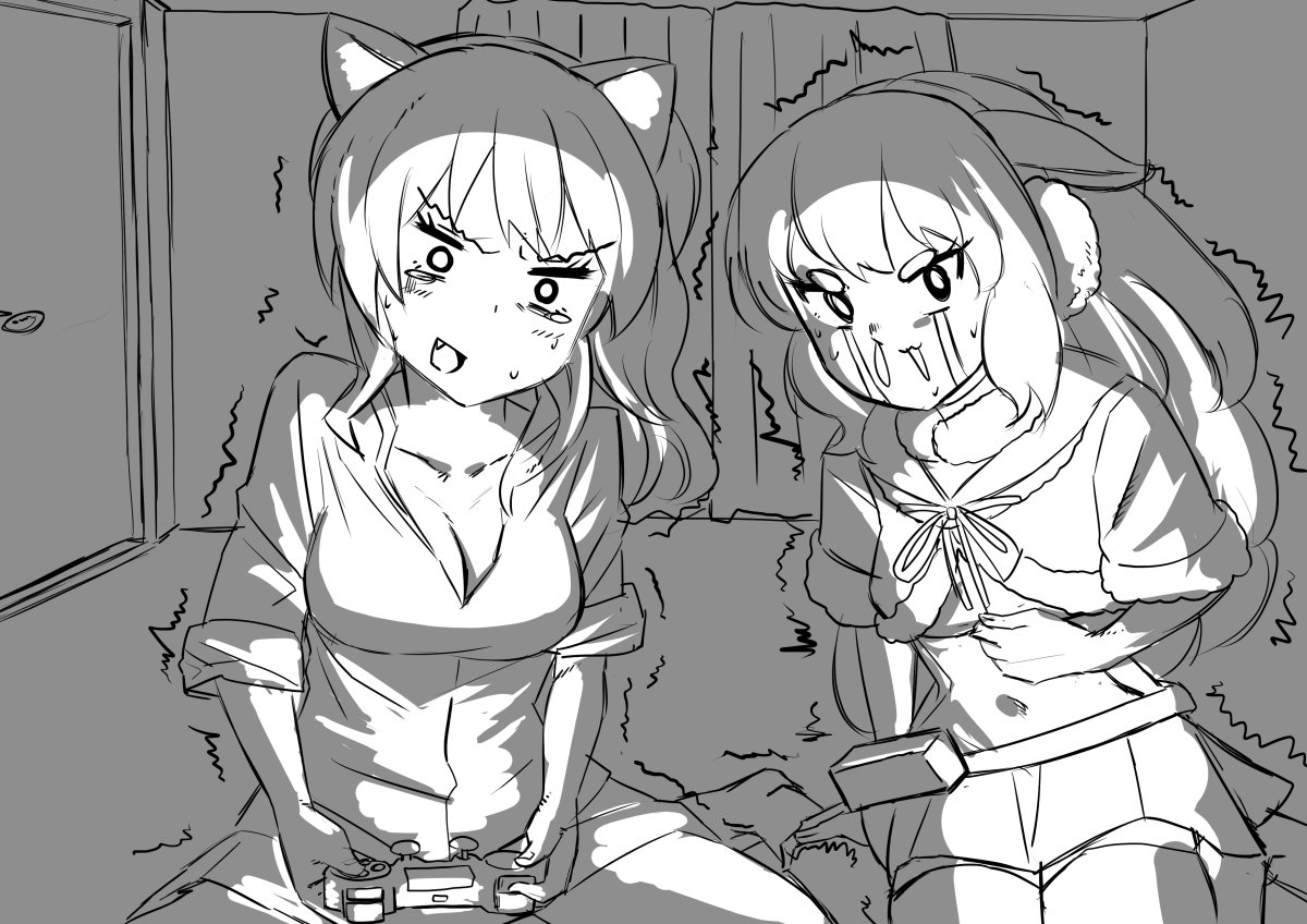 【今日のもこ田くん】猫乃木もちちゃんと一緒にホラーゲームをしてしまっためめめ 