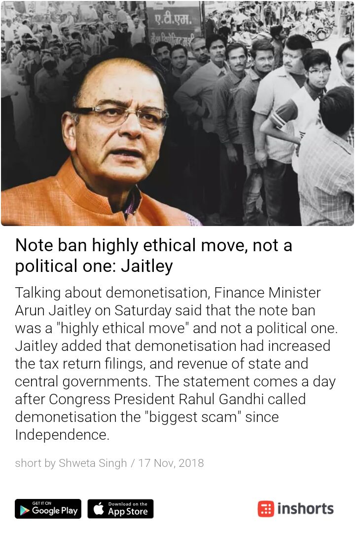PratikMOfficial's tweet photo. Jaitely about Note Ban.
#Note_Ban #Arun_Jately #Indian_Economy
Via : @inshorts https://t.co/vEHSjFuFcz