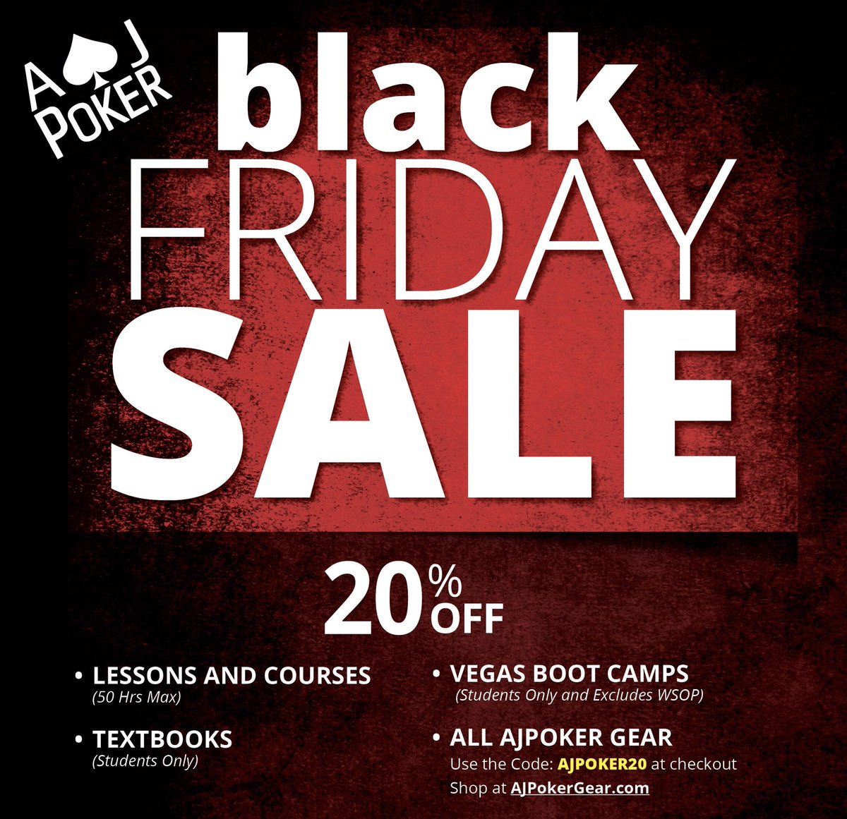 BLACK FRIDAY SALE START NOW! 20% OFF SITEWIDE SALE! 
#BlackFriday #pokergear #actionjunkie