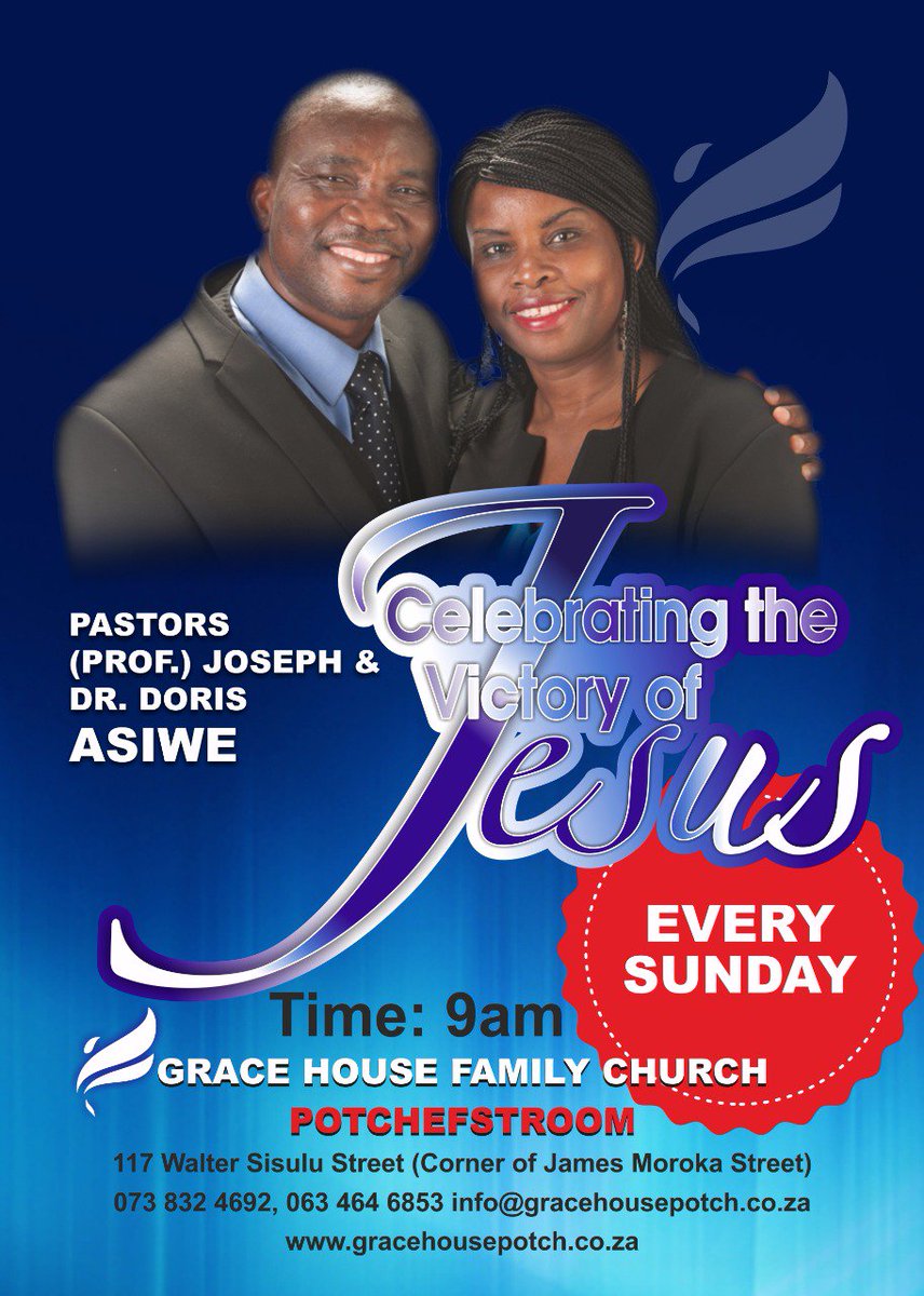#TappingFromThroneOfGrace Beloved join us today in our Celebration Service at GraceHouse Family Church, Potch  (9am). Come with family and friends. #TheOverflow #WalkingInTheBlessing