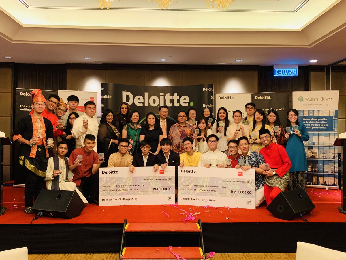 michellekc1111's tweet photo. Our heartiest congratulations to all the winners of @DeloitteMY #DTC2018. It’s very encouraging to see the increasing caliber of future tax professionals every year. Well done to all and all the best at the regionals! @ACCAMalaysia https://t.co/TkRVAVTmly