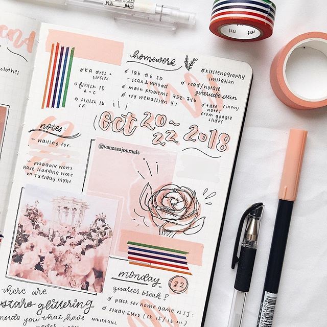 Notebook Therapy on X: The peachy colours in this corner spread