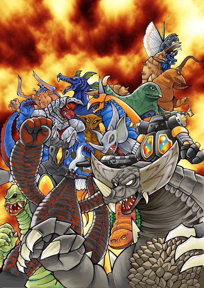 「ルーブでゴモラ登場回を観ながら…大怪獣バトルの漫画でゴモラ描いたのはもう9年前な」|河本ひろしのイラスト