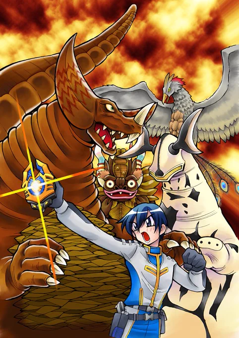 ルーブでゴモラ登場回を観ながら…大怪獣バトルの漫画でゴモラ描いたのはもう9年前なんですねー。ゴモラは眼がカッコ良い! 