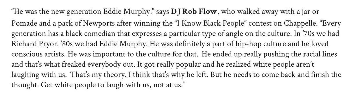 Second, DJ Rob is still a DJ and in 2012 had offered some great perspective on Chappelle prior to his comeback. This is great: https://theurbandaily.cassiuslife.com/1756715/pop-culture-moment-1-chappelles-show-premieres/