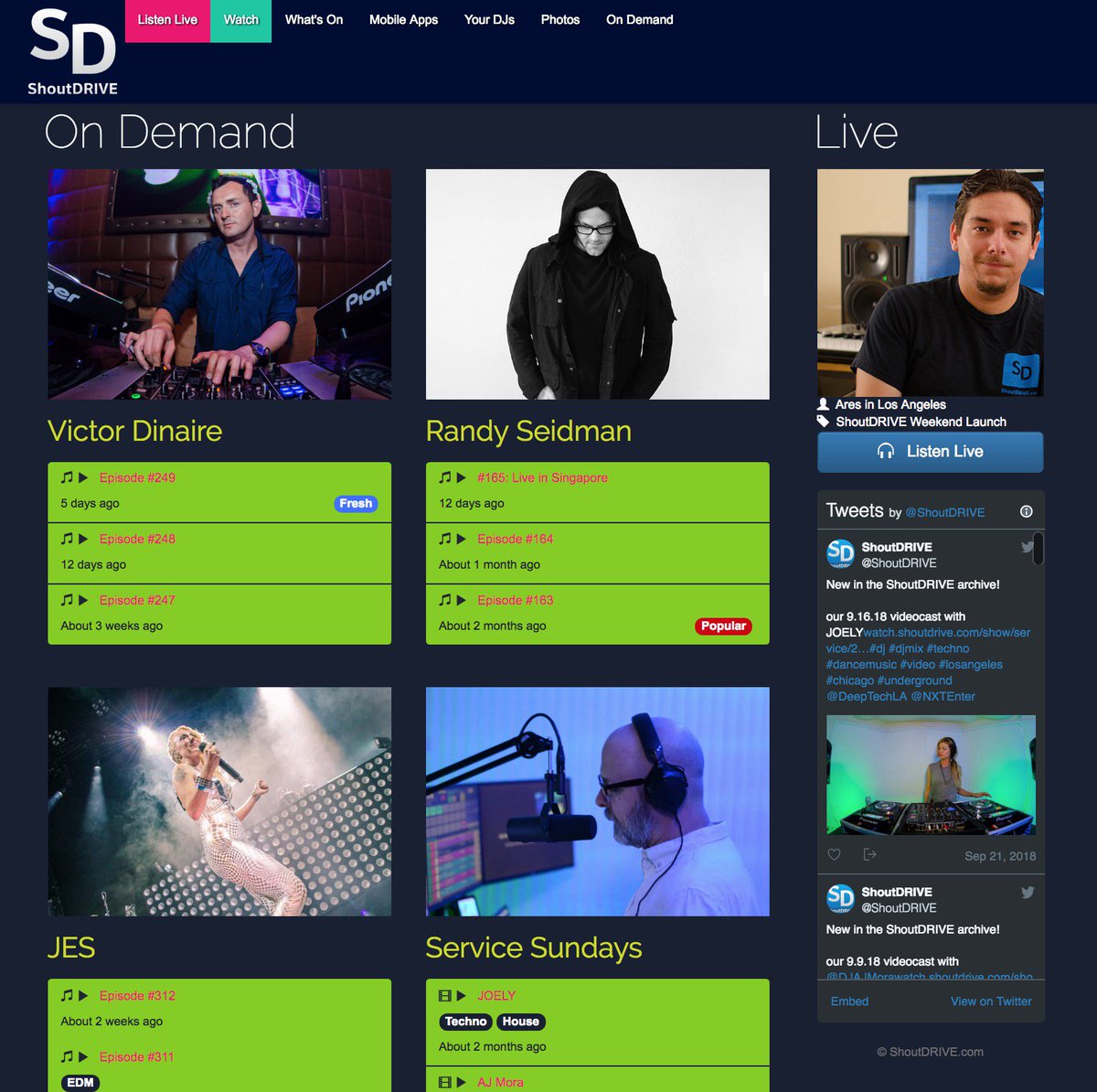 ShoutDRIVE's tweet photo. Oh, hai there. Sorry we broke the Facebooks. So swing by https://t.co/qgzm3hWy2J and jam with us. ShoutDRIVE, Dance Music for #NorthAmerica from #LosAngeles! #FacebookDown #SaturdayNight #Facebroke #housemusic #dancemusic #trancemusic #edm #dj #djmix #video #techno #party https://t.co/g4MynPoUAk