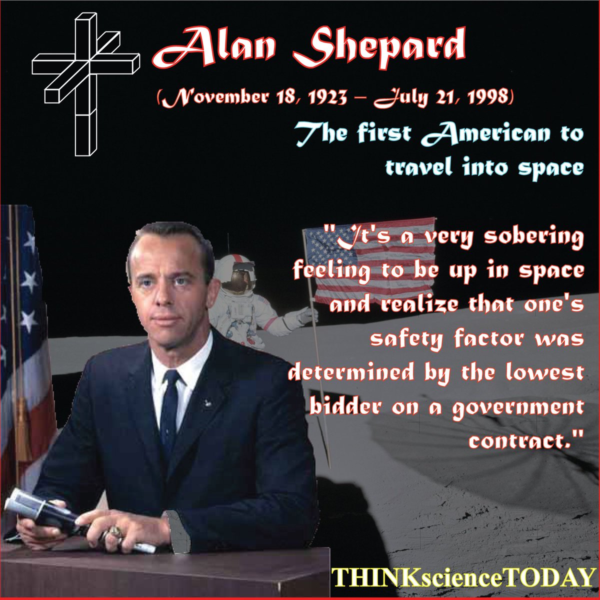 TsTscience's tweet photo. #today on the 18th of #November 1923, Alan Shepard was born. He was an #American #astronaut, naval aviator, test pilot, and businessman. In 1961 he became the first American to travel into space, and in 1971 he walked on the #Moon.
#science https://t.co/WYLJNvxcWT