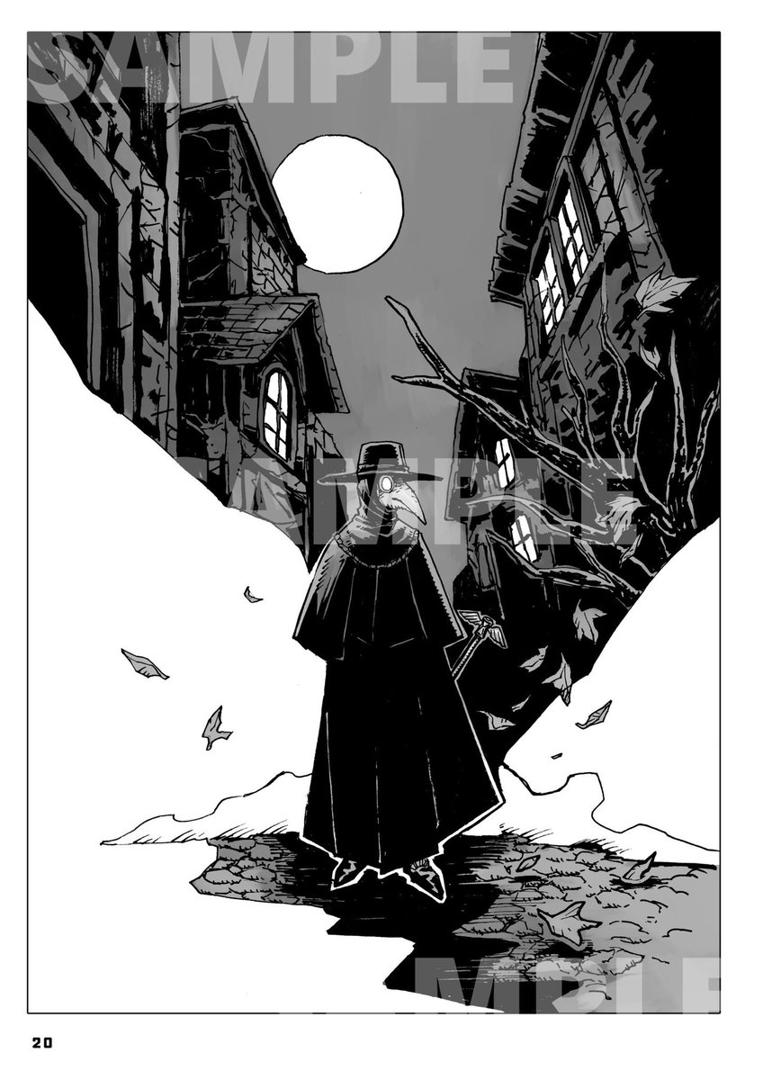 11/25コミティア126の新刊「Neo Plague Doctor」サンプルです。ペスト医師をモチーフにしたモノクロイラスト集。スペース【Y60b】でお待ちしております。 #COMITIA126 #コミティア126