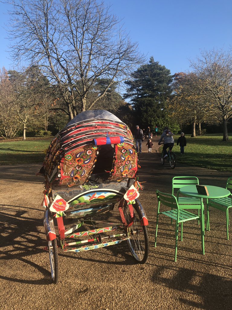 BedfordPavilion's tweet photo. Having a brilliant morning in #BedfordPark with Ricky the Rickshaw. Come and have a ride to make money for @BBCCiN and enjoy a delicious curry lunch at the #PavilionatthePatk. Thanks to @BedfordKSK &amp; #CycleKing for support https://t.co/gMd2H7iKWV