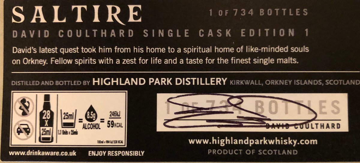 therealdcf1's tweet photo. Early bird this morning signing the labels for my ⁦@HighlandPark⁩ Whisky which will be called SALTIRE, that’s the name of the Scottish flag proudly worn on my helmet since I was 11 years old. 13 year old cask chosen at 43% to celebrate 13 F1 victories https://t.co/u4iDZNlURJ