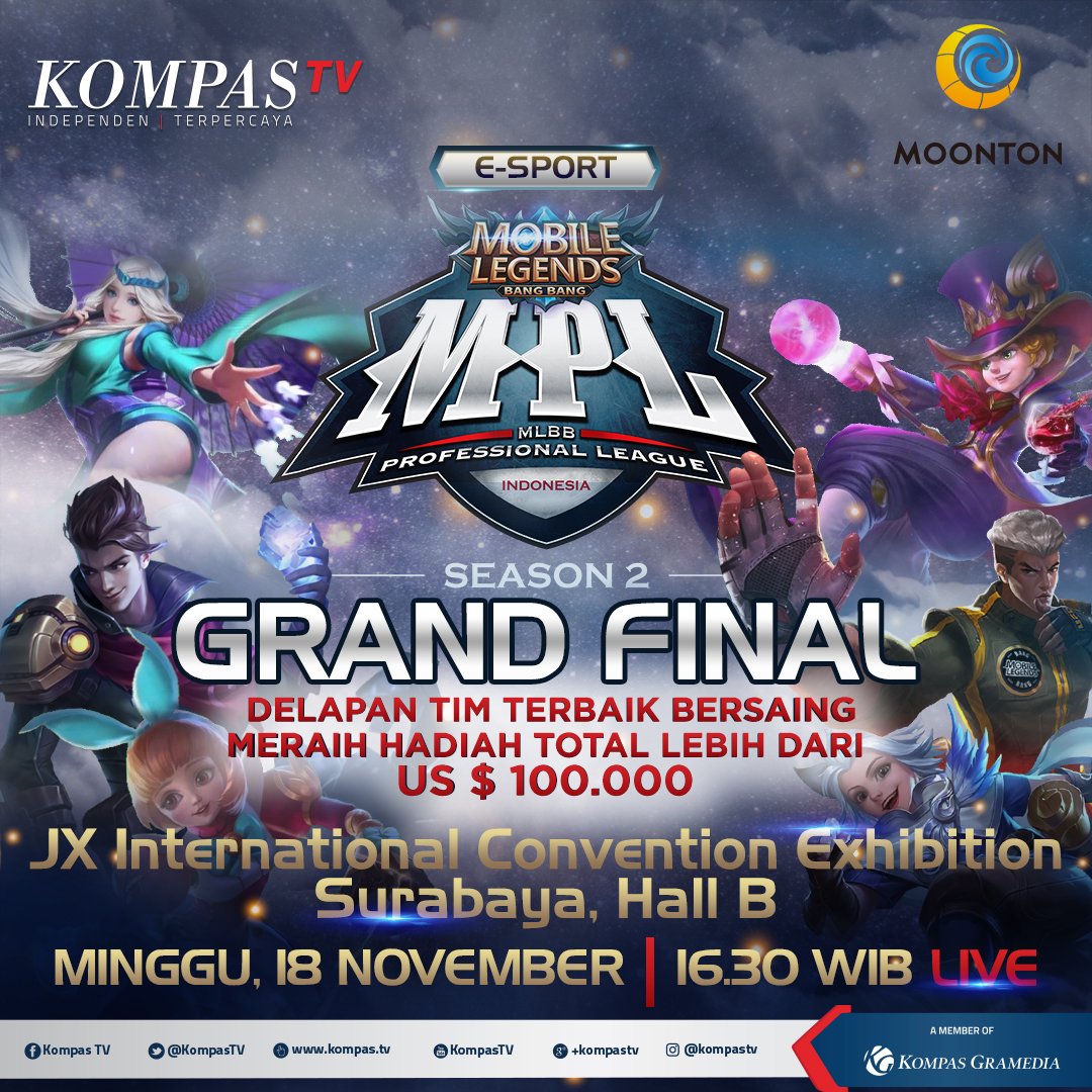 KompasTV's tweet photo. Kapan lagi bisa dapat skin dan hero permanent Nana gratis kalau bukan hari ini? Saksikan MLBB Professional League pukul 16.30 WIB di KompasTV. Perhatikan running textnya dan redeem kodenya! #MobileLegends #MPL2018 https://t.co/yr7jb5GBYS