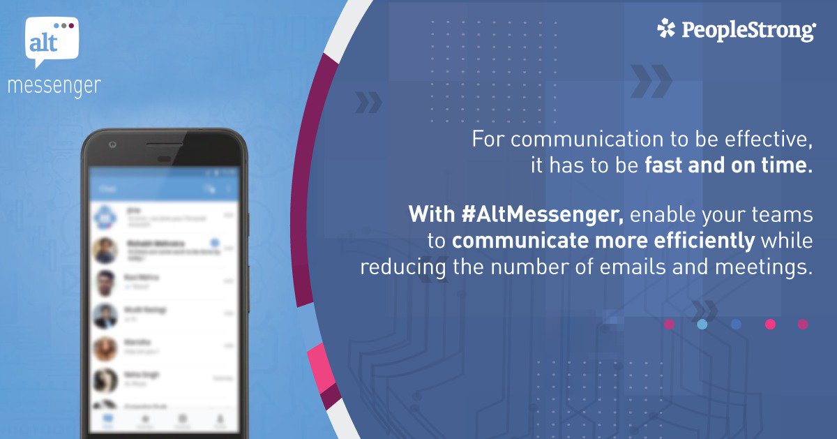 peoplestrong's tweet photo. Do away with unnecessary emails and enjoy the benefits of rule-based smart #workgroups and focused conversations with Alt Messenger. #HRTechThatMatters Learn More: https://t.co/6lXhBlYnsr https://t.co/qA24ige5rK