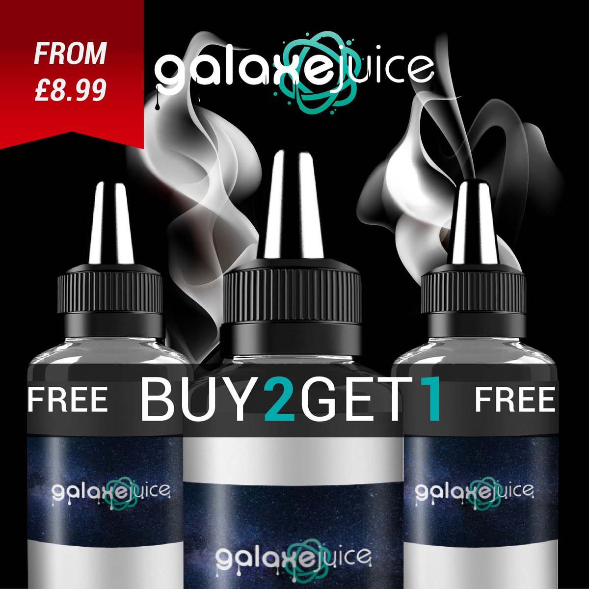 Galaxejuiceltd's tweet photo. 100ml from £8.99! BUY 2 GET 1 FREE / BUY 5 GET 4 FREE! PLEASE BE AWARE THERE MAY BE SLIGHT DELAYS IN DELIVERY WITH XMAS ETC APPROACHING. - https://t.co/JRX9q4lfxW https://t.co/wBeQcxdeyo