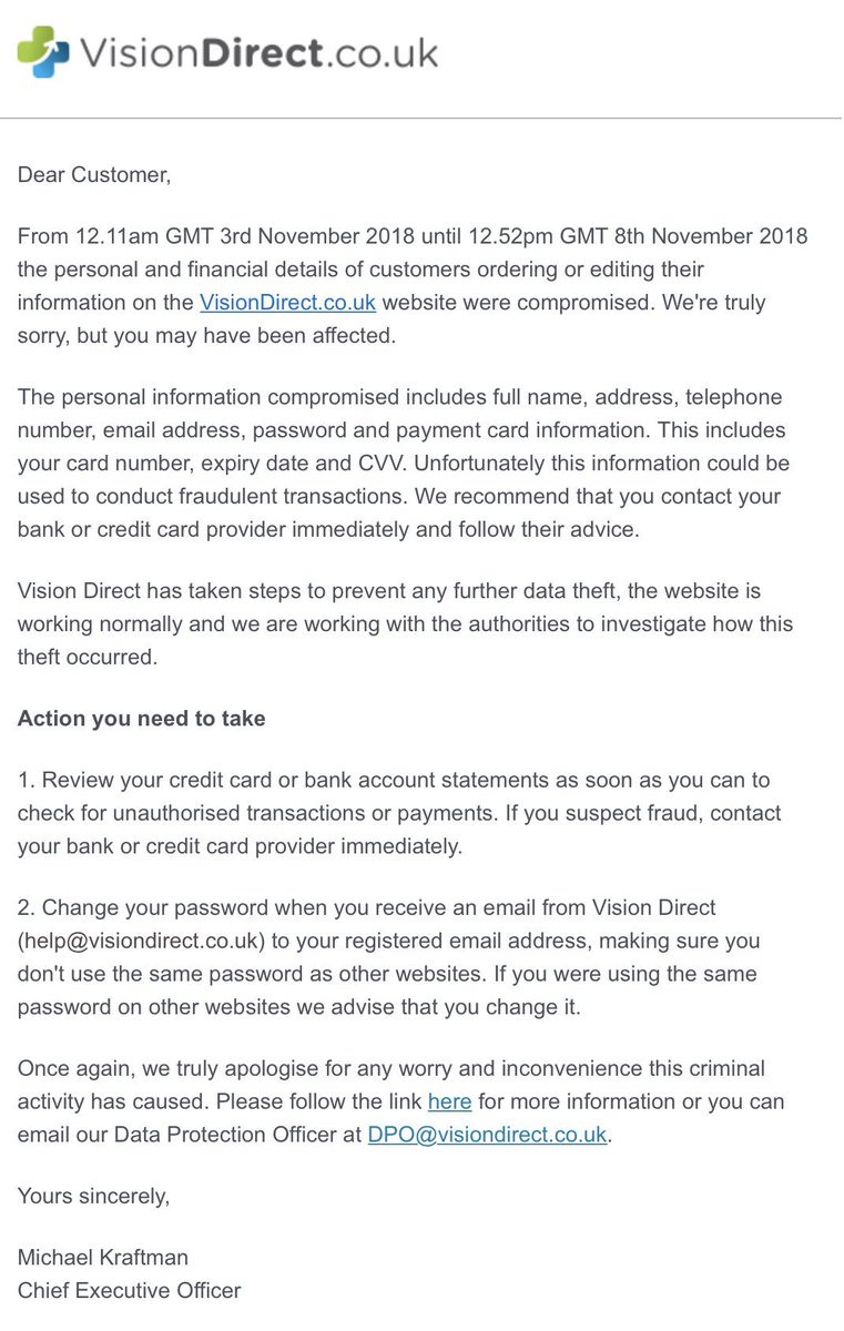 troyhunt's tweet photo. Data breach at @Visiondirect_UK including complete card numbers, expiry and CVV 😮 https://t.co/YP4pTdhIqc