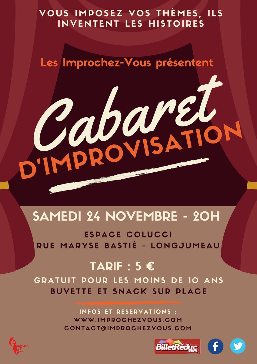 Grand merci <a href="/DebbouzeJamel/">Jamel Debbouze</a> pour le clin d'oeil à notre #cabaret d'improvisation ! 😃😎

Samedi 24 novembre <a href="/longjumeau/">Ville de Longjumeau</a> 
Réservation conseillée. 
contact@improchezvous.com #improv