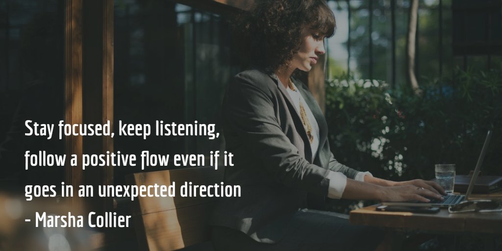 sajuks's tweet photo. Stay focused, keep listening, follow a positive flow even if it goes in an unexpected direction - @MarshaCollier #ThinkBIGSundayWithMarsha #thinkCMO #IBMAmplify https://t.co/cOfWQcD1VE