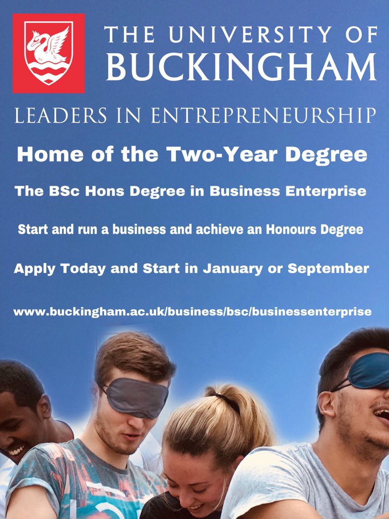 Start a business &amp; achieve an Hons Degree in two years! #accelerateddegrees 

The University of Buckingham have been providing #2yeardegrees for the last 42 years.

<a href="/UniOfBuckingham/">The University of Buckingham</a> also pioneered the 2yr Venture Creation Degree. (BBE). 

Start January!

👉buckingham.ac.uk/business/bsc/b…