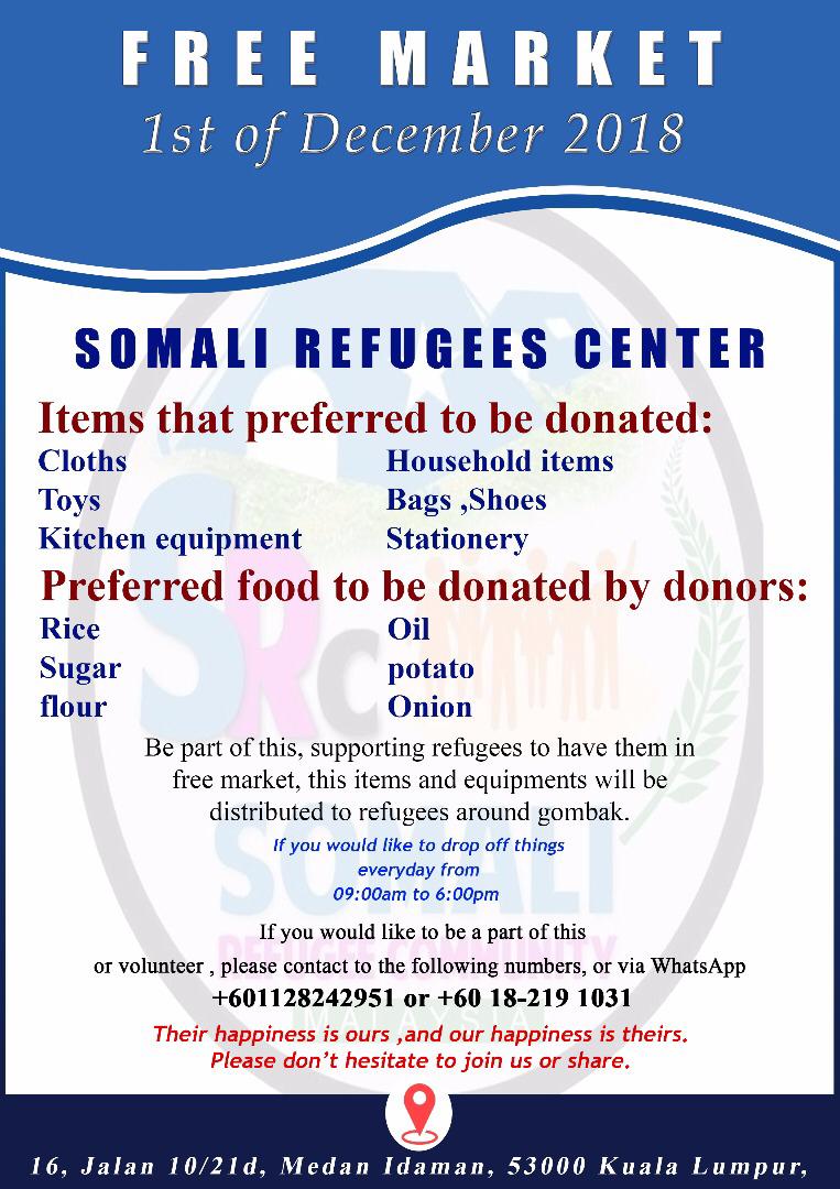 AMeCare4U's tweet photo. Jom jumpa kami di sini Pemeriksaan Mata Percuma

Free Market @ Somali Refugees Center pada 1 / 12/ 2018. https://t.co/GUt9EK4cjh