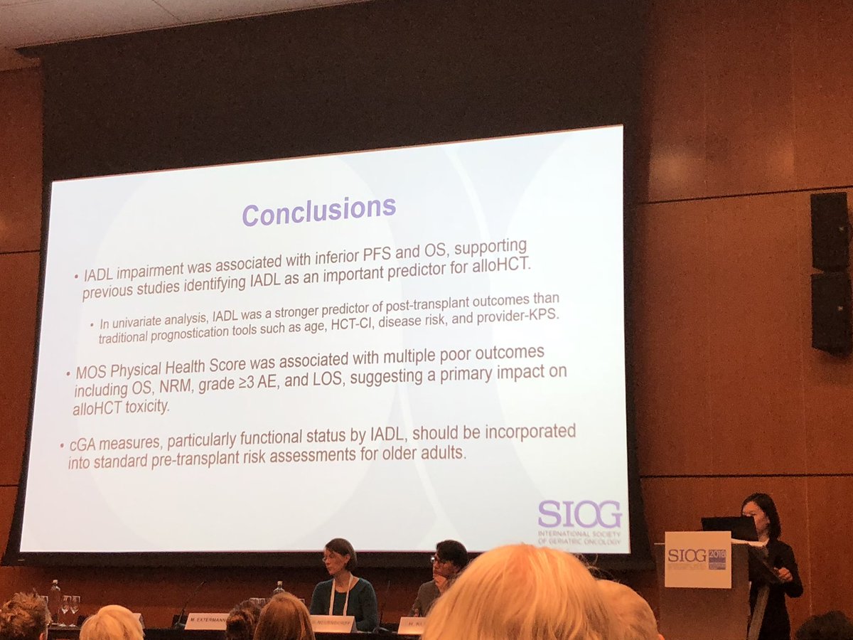 SarahAllison10's tweet photo. Much needed data related to allogeneic transplant in older patients. Congratulations Li-Wen and @ROlinMD #siog18 #siog2018 #geriheme https://t.co/nlrFPy4WUZ