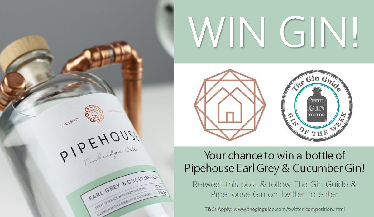 theginguide's tweet photo. LAST CHANCE! #Win a wonderful bottle of Pipehouse Gin in our #competition! RT &amp; Follow us &amp; @PipehouseTW to enter - Closes at Midnight! #gin #giveaway https://t.co/X7pVcCHg4L