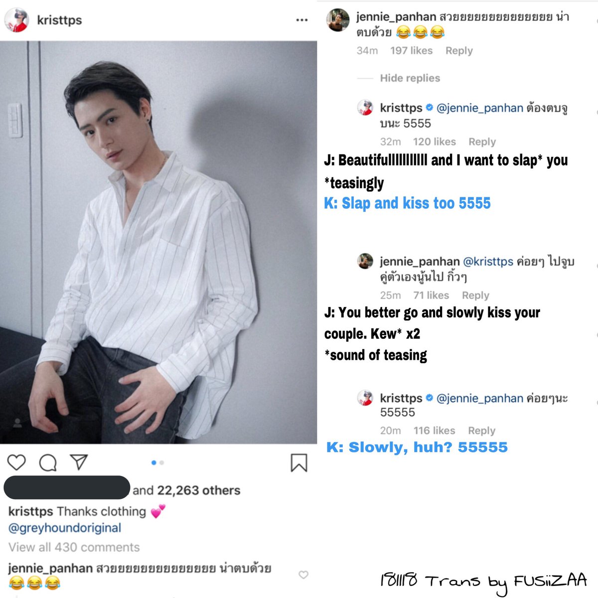 Fᴜsᴇ 107 K S Eng Trans Kristtps Ig Comments With Jennie Panhan Yeah Krist Slowly Remember Kristperawat ท มพ รญา T Co Nfwnktgjwz