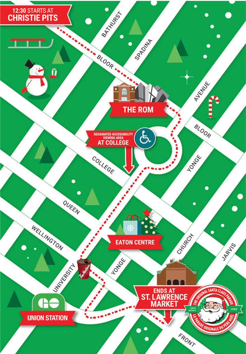 Stay warm! Tim Hortons along the parade route at 33 University Ave. will be OPEN! #SantaClausParadeTO #MobileOrdering #mytimhortons