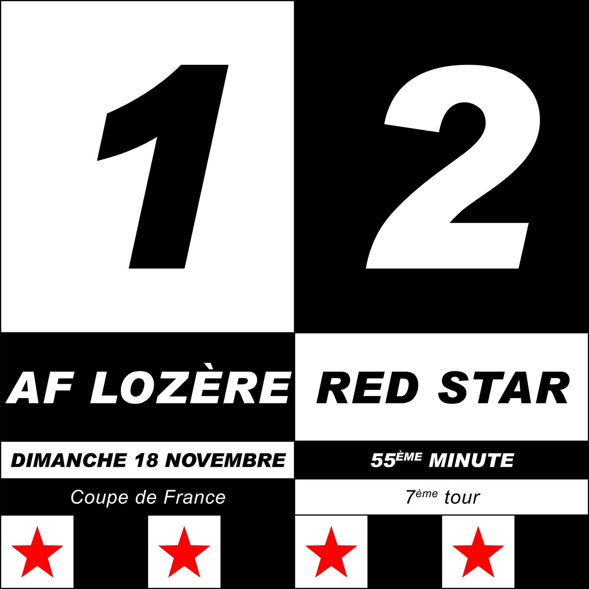 RedStarFC's tweet photo. ⌚️ 55' Réduction du score pour l'Avenir Foot Lozère ! Somptueux coup-franc signé du capitaine Fadil Gourmat ! 1-2 #AFLRED #AllezRedStarFC 📝 https://t.co/w4yn8XIxrr https://t.co/ID7HAGpN68